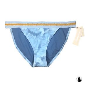 Hula Honey Light Blue Tie Dye Sparkle Mod Rise Bikini Bottoms Size Large NWT